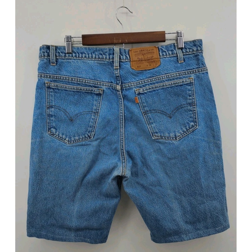 Levi's 517 Orange Tab Cut Off Jean Shorts 38x10 Blue Grunge 90s USA Jorts